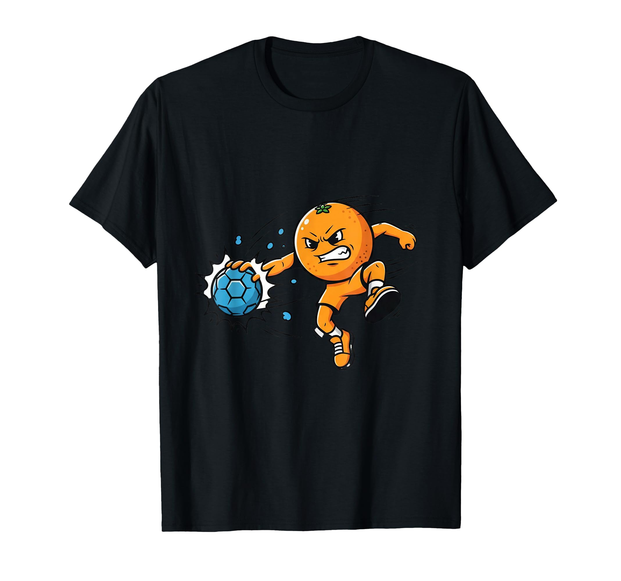 Orange Handball Soccer Attack Cartoon T-Shirt - Trendy Graphic for Adults - T-Shirt, Sweatshirt, Hoodie