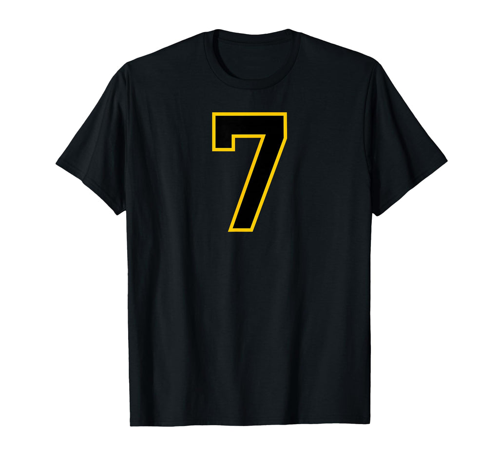 Yellow Black Sport Team Number 7 T-Shirt - Unique Graphic Unisex - T-Shirt, Sweatshirt, Hoodie