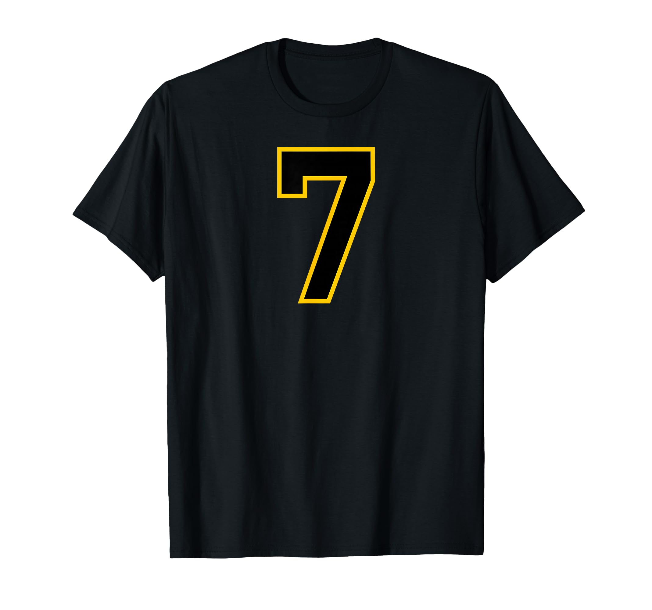 Yellow Black Sport Team Number 7 T-Shirt - Unique Graphic Unisex - T-Shirt, Sweatshirt, Hoodie
