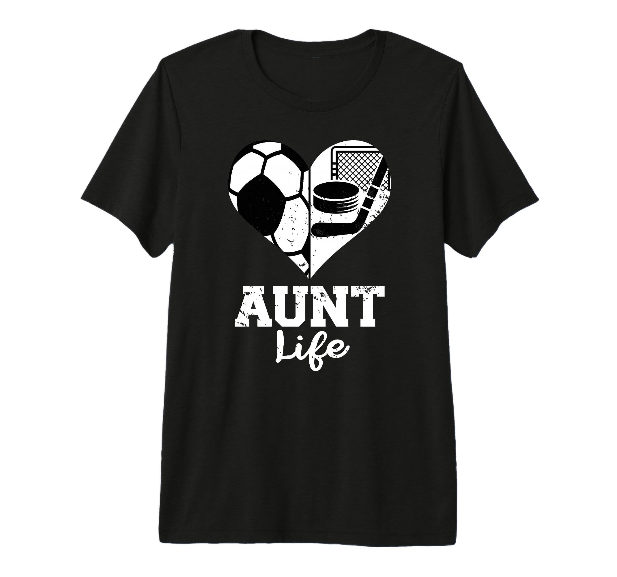 Aunt Life Soccer Hockey Heart Split T-Shirt - Streetwear Style Men Women - T-Shirt, Sweatshirt, Hoodie