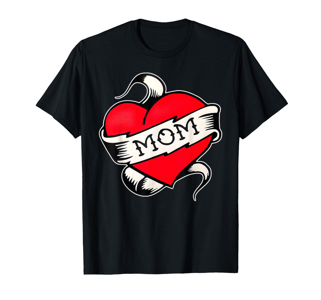 Mom Heart Traditional Old School Tattoo T-Shirt - Novelty Apparel Unisex - T-Shirt, Sweatshirt, Hoodie