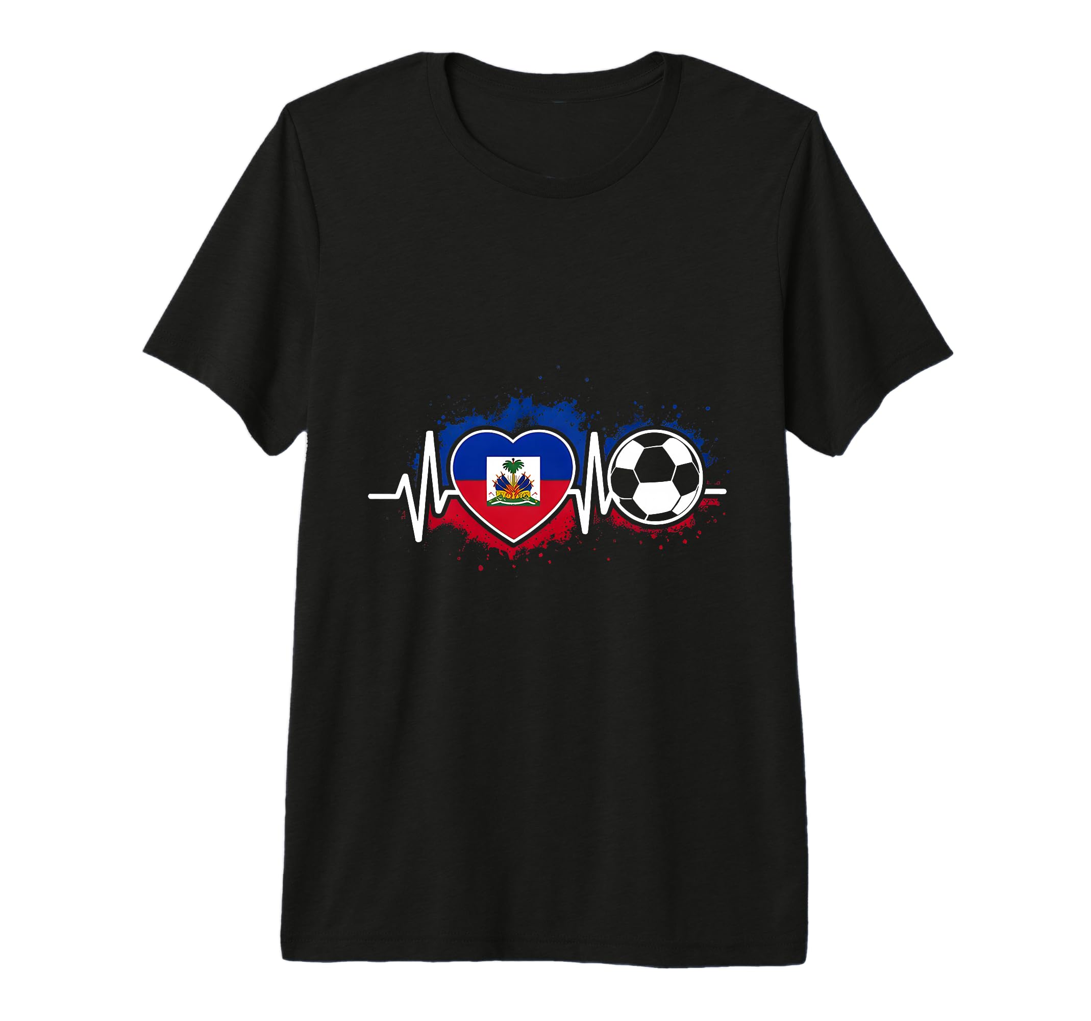 Soccer Heartbeat Haiti Flag Football T-Shirt - Minimalist Print Men Women - T-Shirt, Sweatshirt, Hoodie