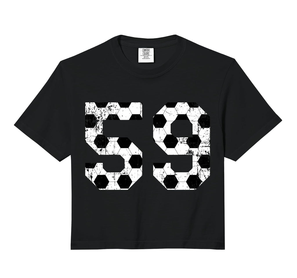 Soccer 59 Jersey Number Comfort Colors Crop Hoodie - Novelty Apparel Unisex - T-Shirt, Sweatshirt, Hoodie