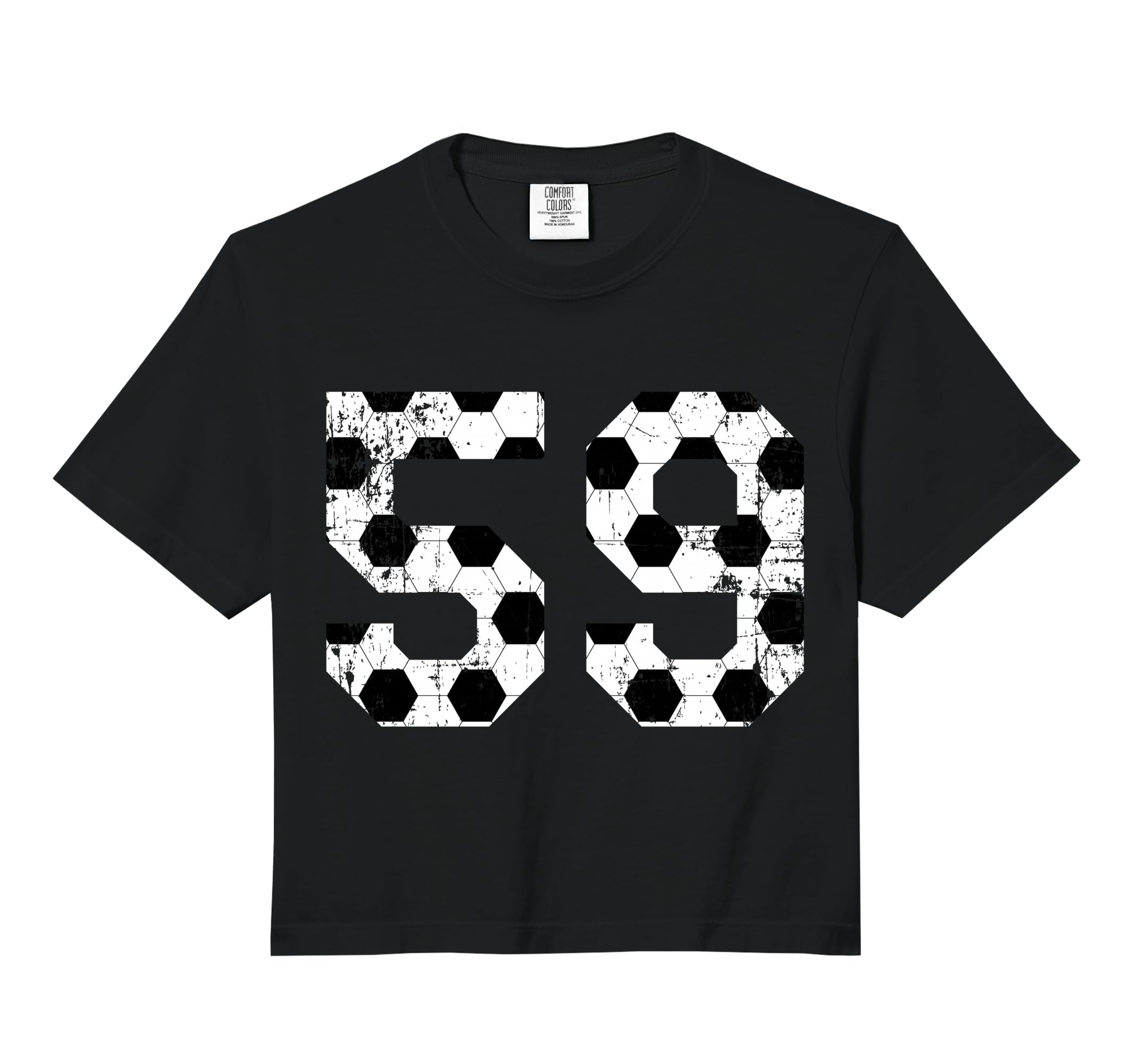 Soccer 59 Jersey Number Comfort Colors Crop Hoodie - Novelty Apparel Unisex - T-Shirt, Sweatshirt, Hoodie