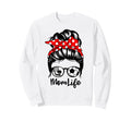 Mom Life Messy Bun Hair Funny Soccer Sweatshirt - Graphic Print Men Women - T-Shirt, Sweatshirt, Hoodie