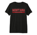 Montana Soccer Red Text Tri Blend T-Shirt - Unique Graphic Unisex - T-Shirt, Sweatshirt, Hoodie