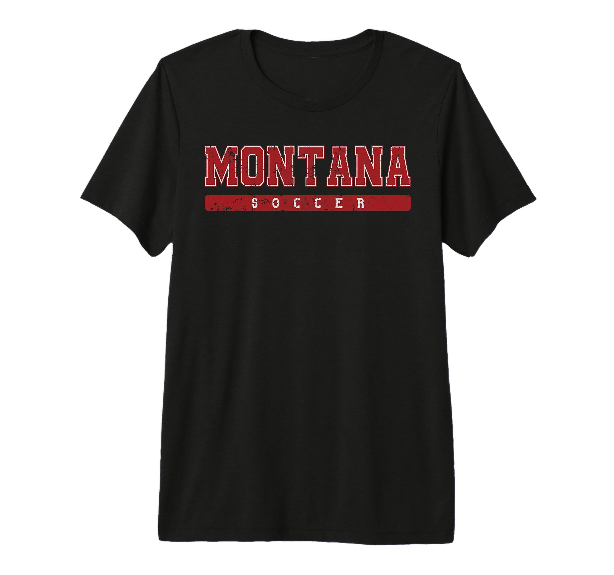Montana Soccer Red Text Tri Blend T-Shirt - Unique Graphic Unisex - T-Shirt, Sweatshirt, Hoodie