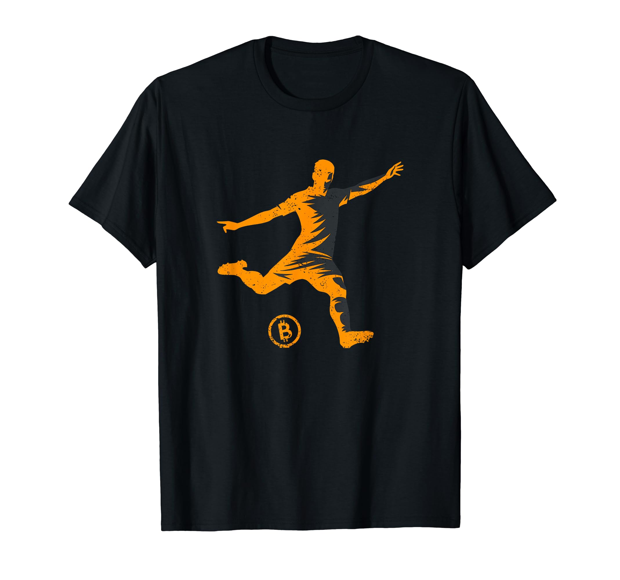 Bitcoin Soccer Player Distressed T-Shirt - Minimalist Print Unisex - T-Shirt, Sweatshirt, Hoodie