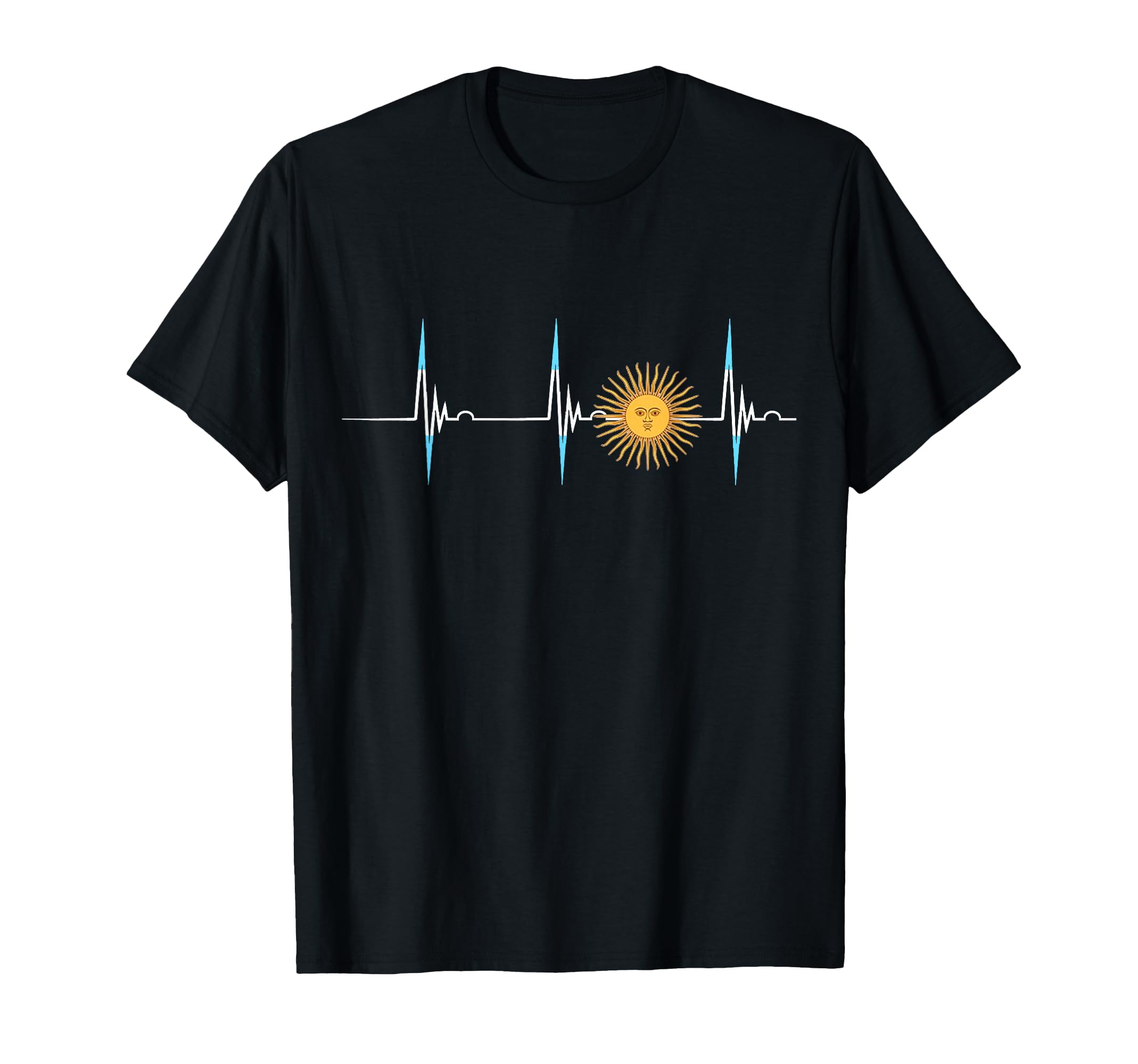 Argentina Sun May Heartbeat Ecg T-Shirt - Casual Everyday Wear for Adults - T-Shirt, Sweatshirt, Hoodie