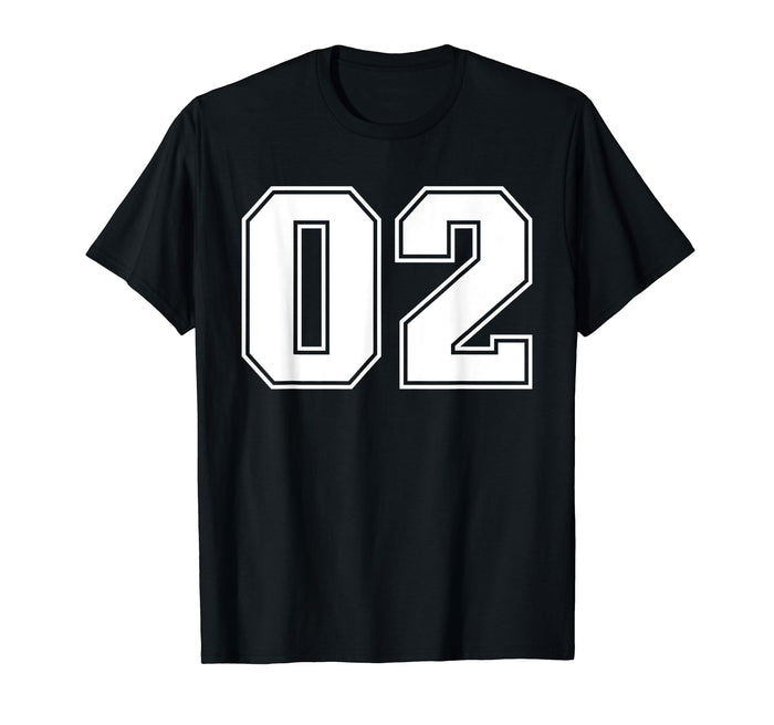 02 Jersey Number Baseball T-Shirt - Casual Everyday Wear for Adults