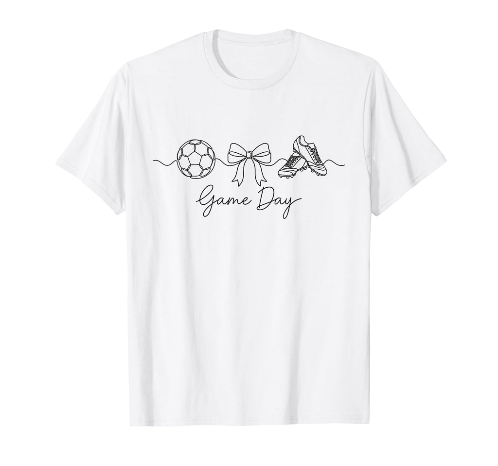 Game Day Soccer Mom Ball Bow Cleats T-Shirt - Graphic Print Men Women - T-Shirt, Sweatshirt, Hoodie