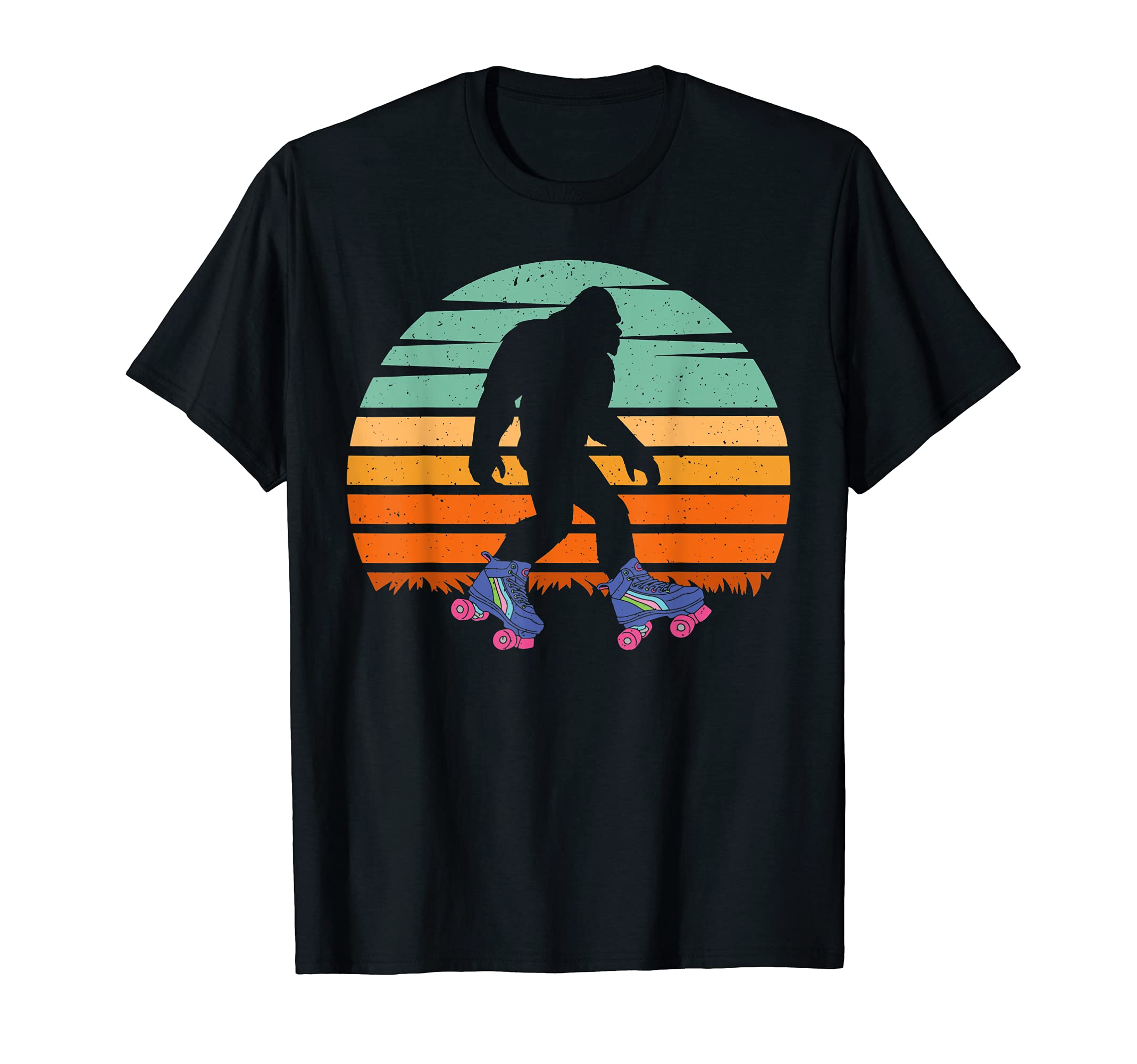 Bigfoot Roller Skating Sasquatch 80S T-Shirt - Custom Art Print Men Women - T-Shirt, Sweatshirt, Hoodie