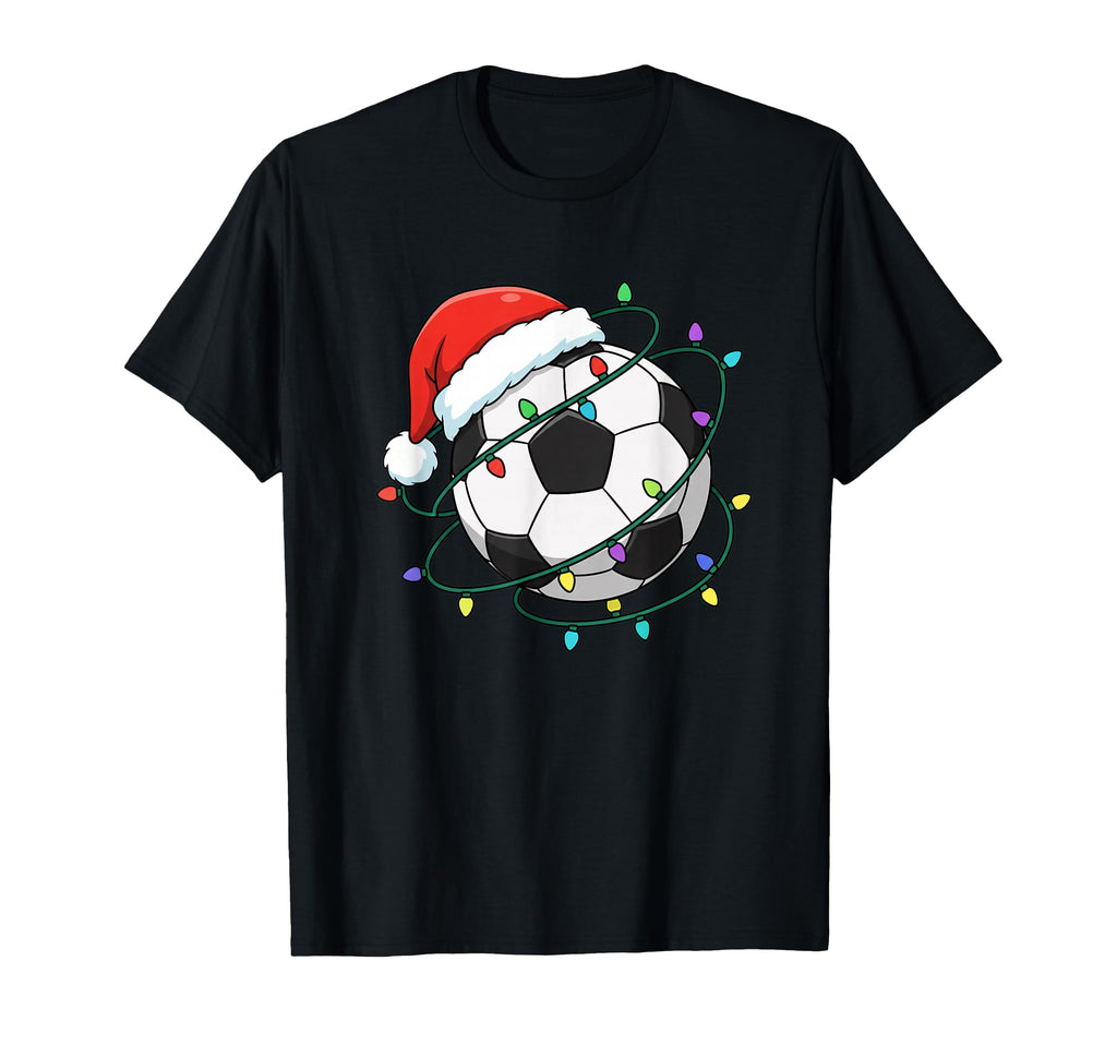 Soccer Santa Ball Lights Holiday T-Shirt - Casual Everyday Wear Men Women - T-Shirt, Sweatshirt, Hoodie