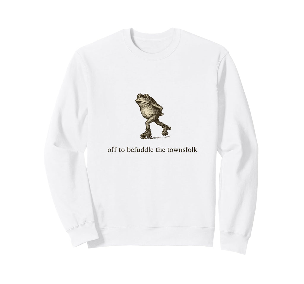 Roller Skating Frog Off To Sweatshirt - Minimalist Print Men Women - T-Shirt, Sweatshirt, Hoodie