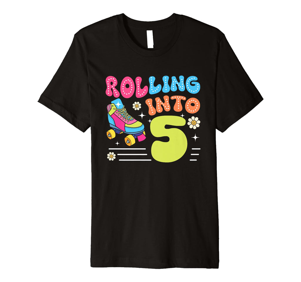 Rolling Into 5 Year Old 5Th Roller T-Shirt - Aesthetic Graphic for Adults - T-Shirt, Sweatshirt, Hoodie