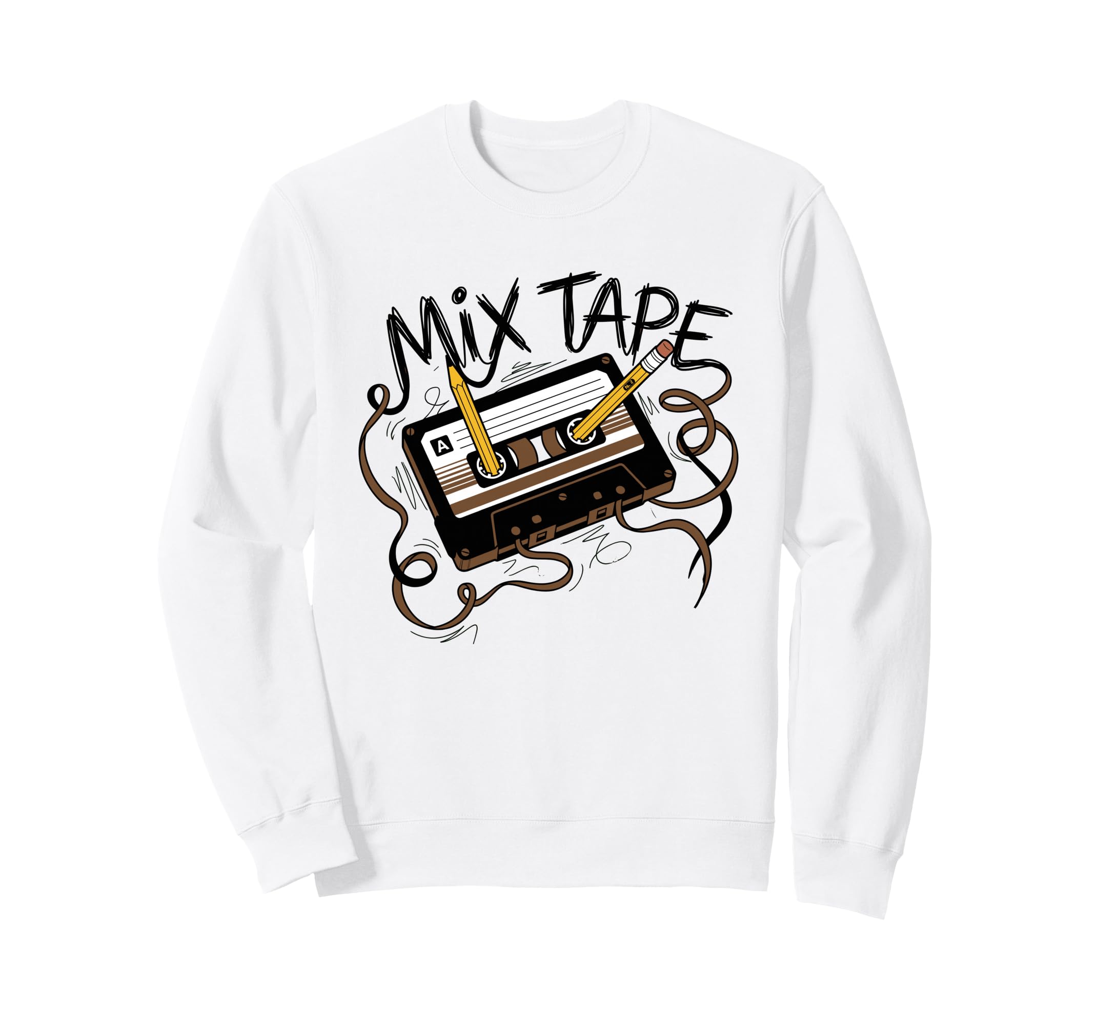 Unraveled Cassette Tape Nostalgic Sweatshirt - Unique Graphic Men Women - T-Shirt, Sweatshirt, Hoodie