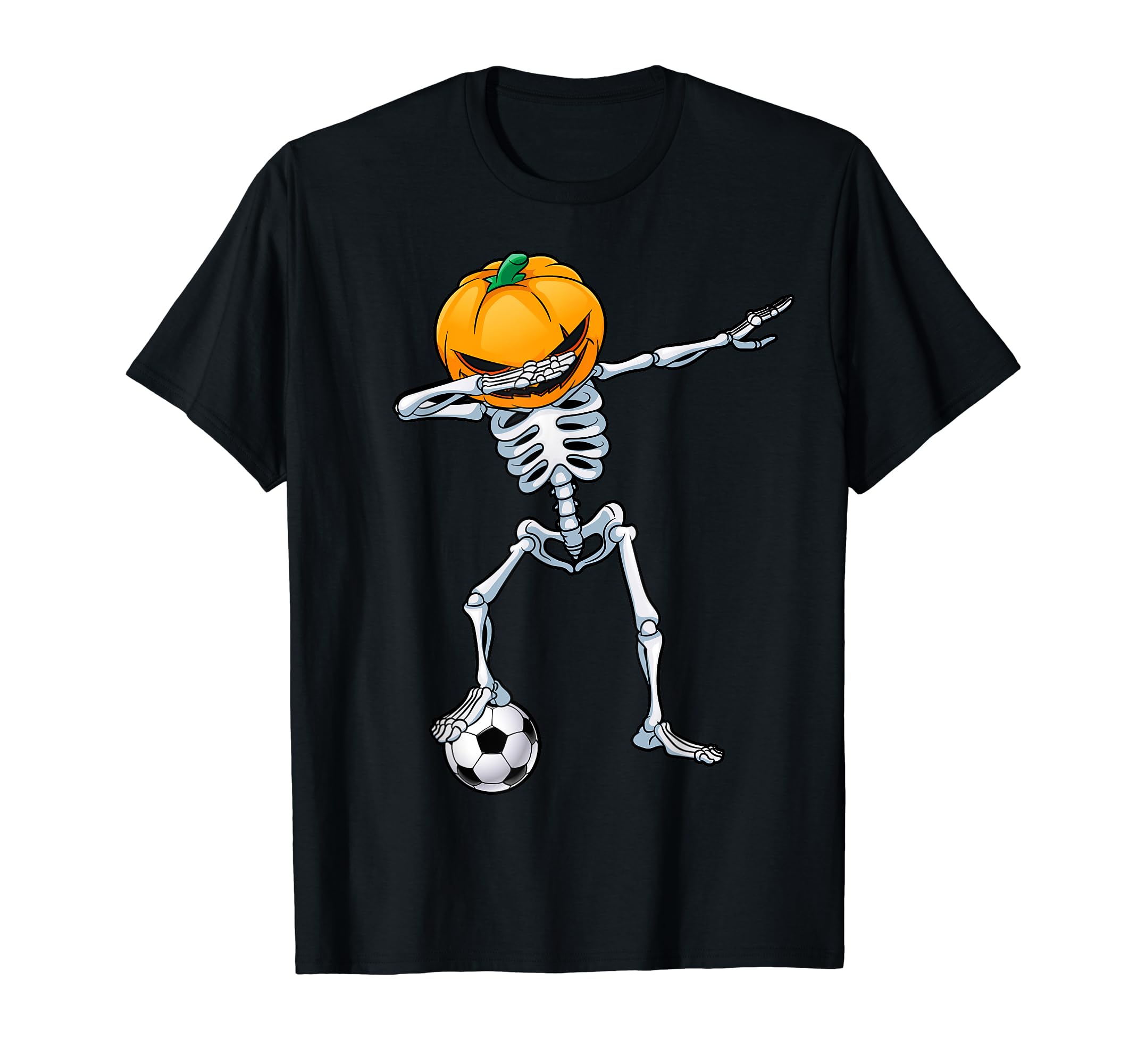Dabbing Skeleton Soccer Pumpkin T-Shirt - Fun Novelty Design for Adults - T-Shirt, Sweatshirt, Hoodie