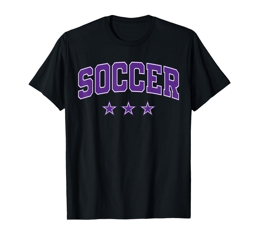 Soccer All Purple Stars Text T-Shirt - Unique Graphic Unisex - T-Shirt, Sweatshirt, Hoodie