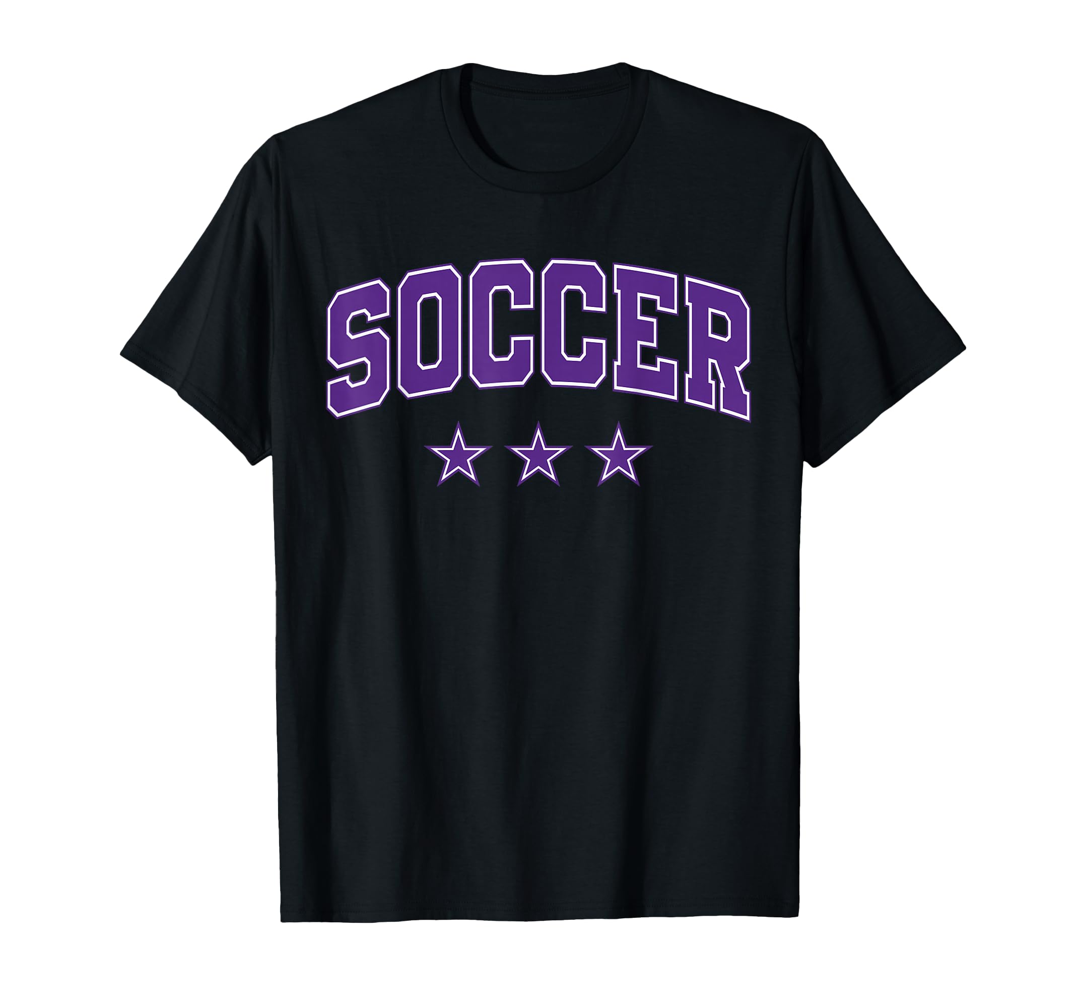 Soccer All Purple Stars Text T-Shirt - Unique Graphic Unisex - T-Shirt, Sweatshirt, Hoodie