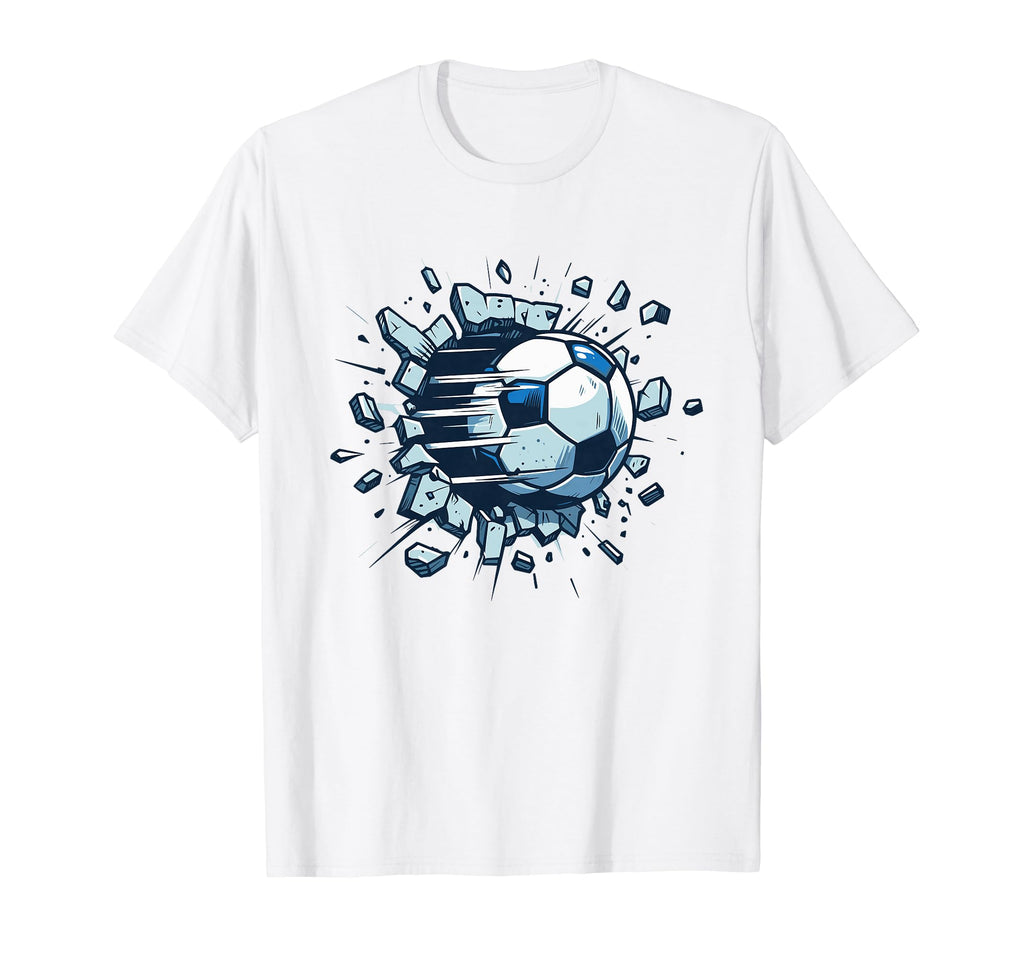 Soccer Ball Break Wall Soccer Sport T-Shirt - Unique Graphic Unisex - T-Shirt, Sweatshirt, Hoodie