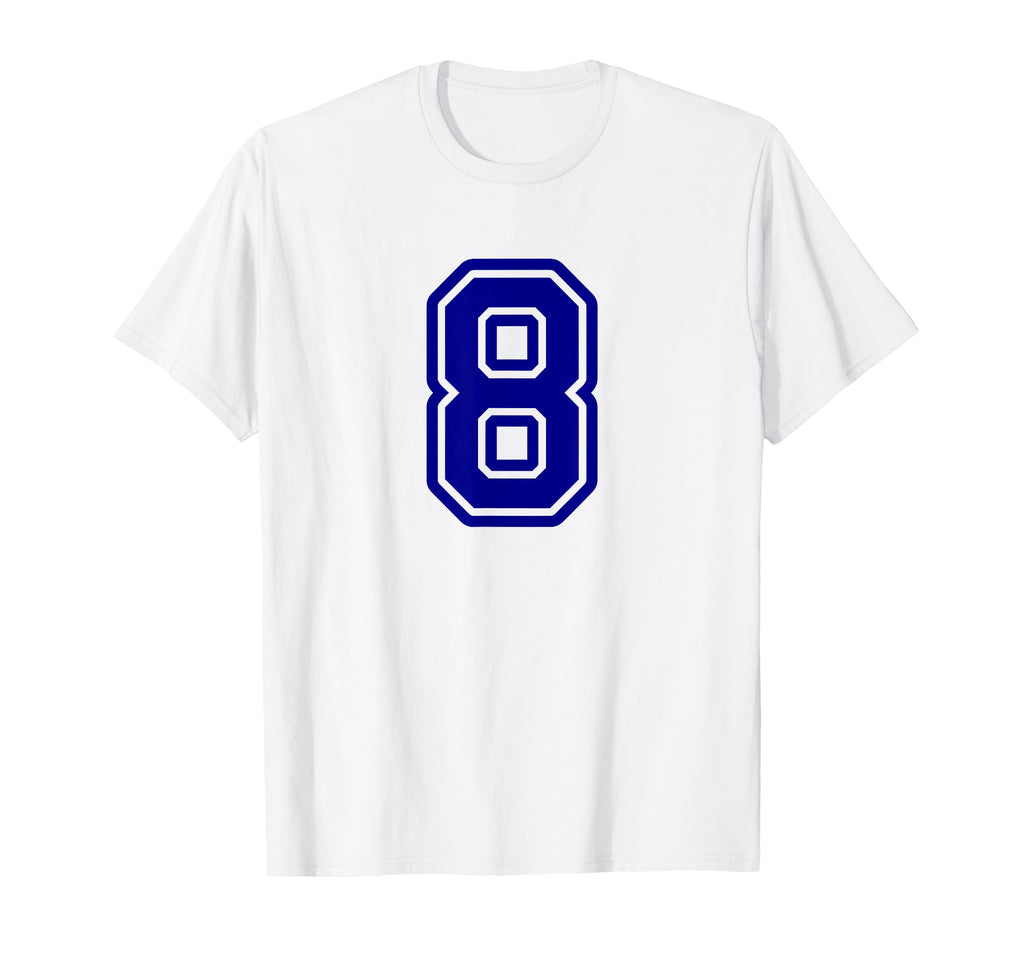 Number 8 Blue Sports Team Varsity T-Shirt - Streetwear Style Unisex - T-Shirt, Sweatshirt, Hoodie