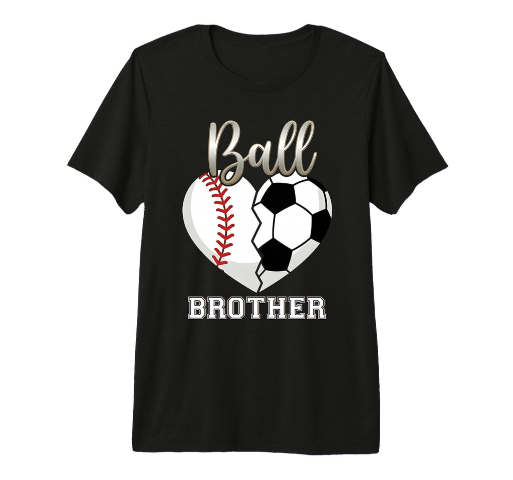 Ball Brother Baseball Soccer Heart T-Shirt - Minimalist Print for Adults - T-Shirt, Sweatshirt, Hoodie