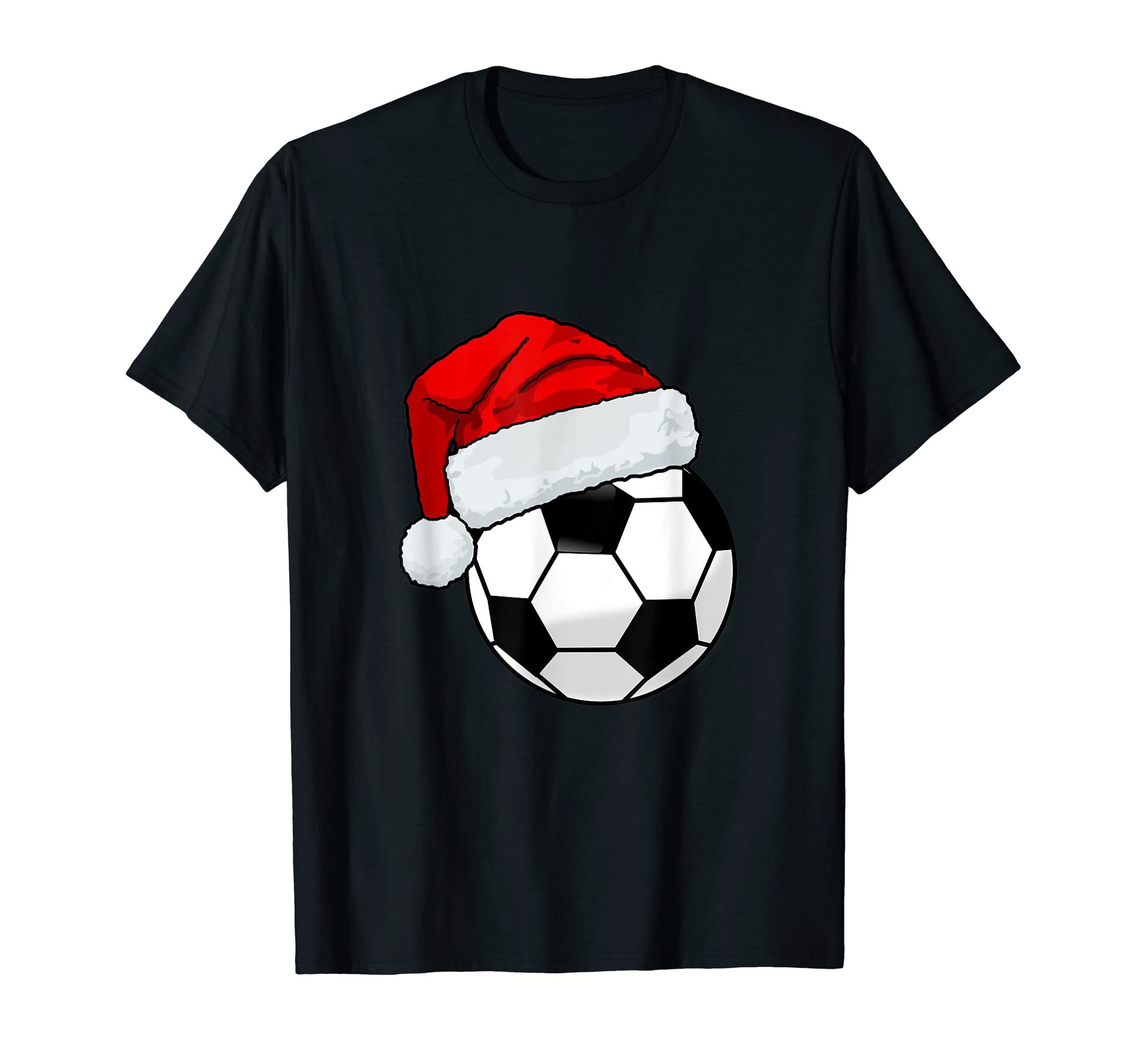 Soccer Ball Santa Hat Funny T-Shirt - Casual Everyday Wear Men Women - T-Shirt, Sweatshirt, Hoodie