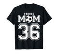 Number 36 Custom Proud Soccer Futbol Mom T-Shirt - Minimalist Print Unisex - T-Shirt, Sweatshirt, Hoodie