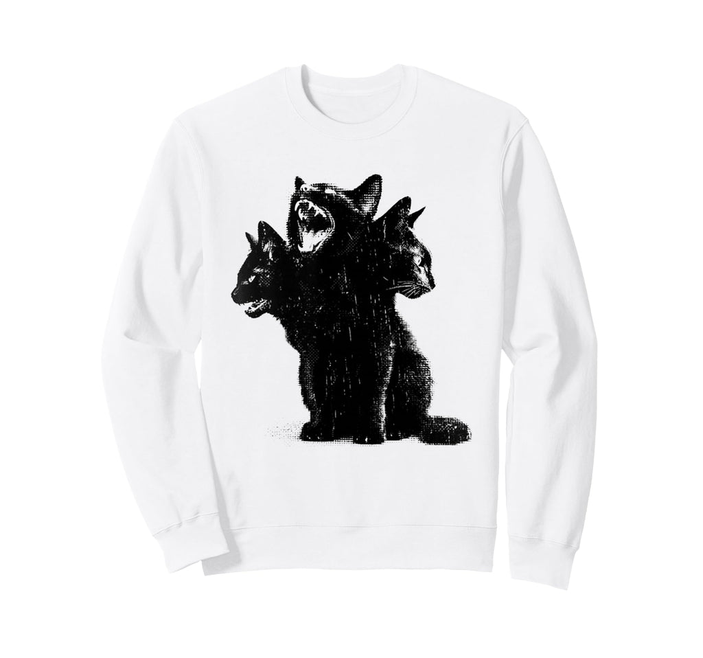 3 Headed Cat Grunge Alt 90S Goth Sweatshirt - Fun Novelty Design Men Women - T-Shirt, Sweatshirt, Hoodie