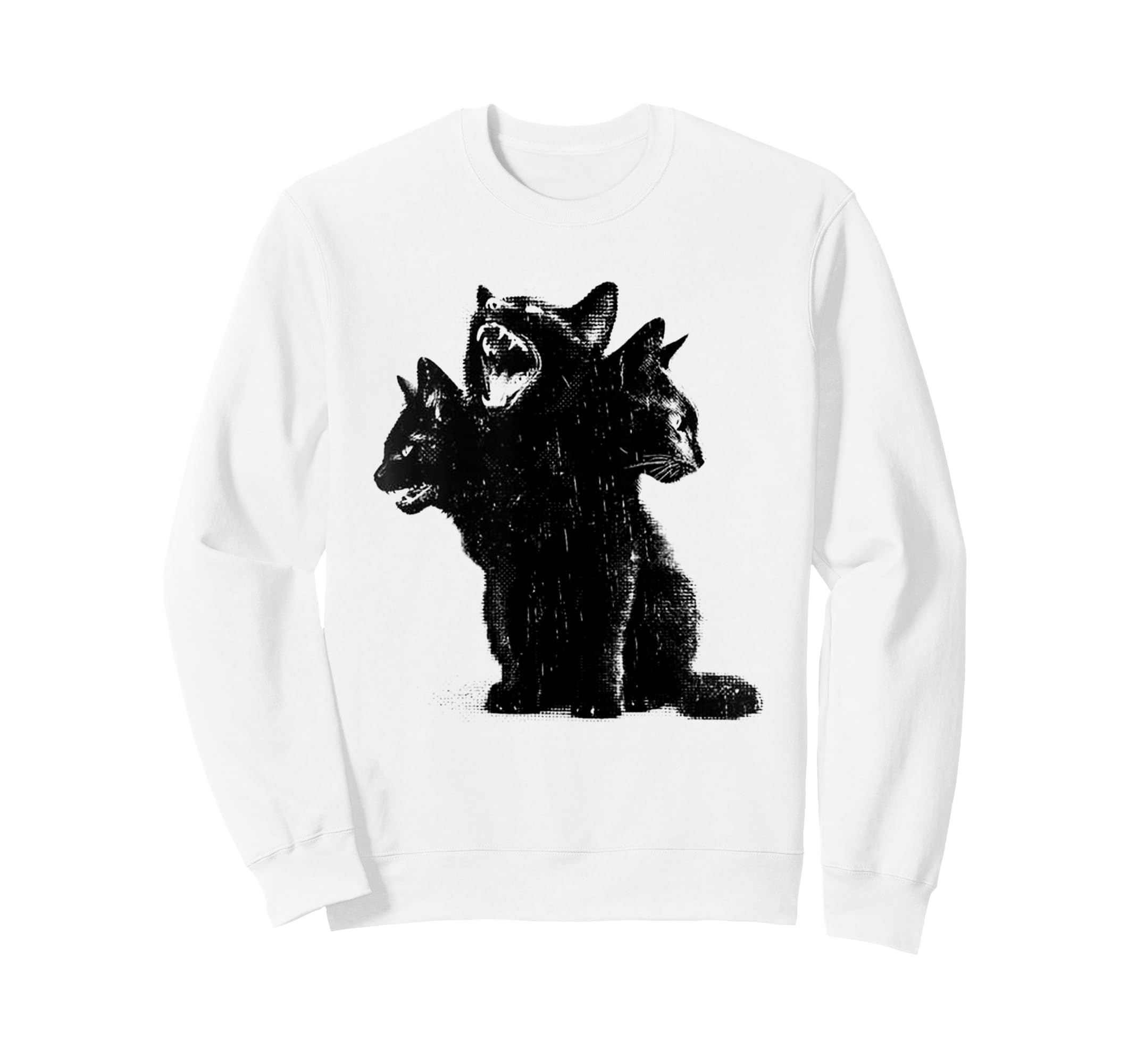3 Headed Cat Grunge Alt 90S Goth Sweatshirt - Fun Novelty Design Men Women - T-Shirt, Sweatshirt, Hoodie