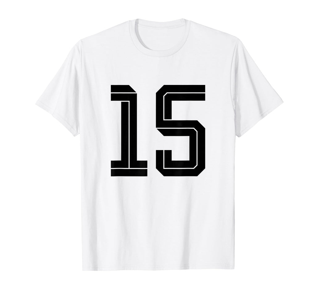 15 White Number 15 Sports Fan Soccer T-Shirt - Minimalist Print for Adults - T-Shirt, Sweatshirt, Hoodie