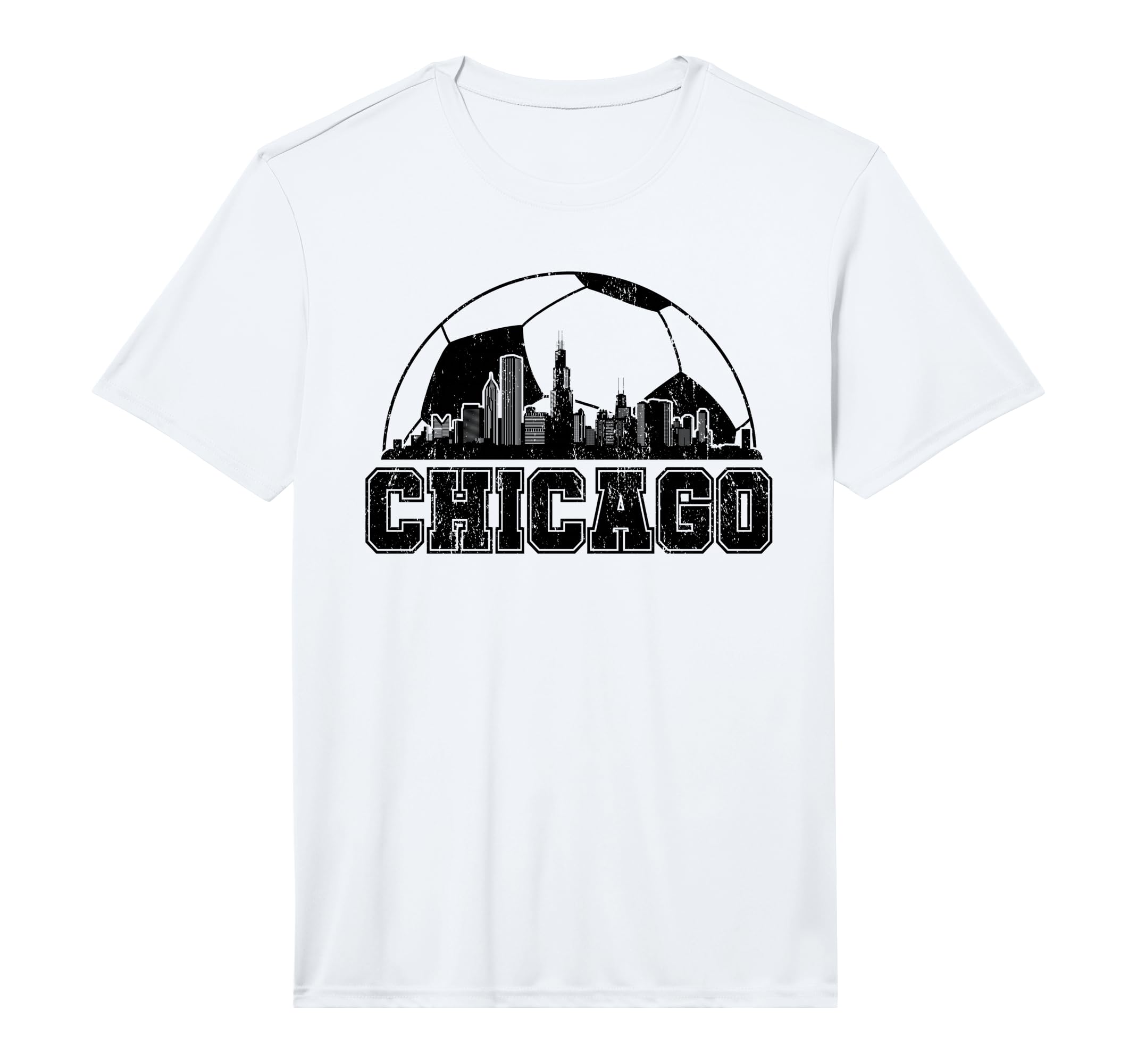 Chicago Skyline Soccer Lover Performance T-Shirt - Graphic Print Unisex - T-Shirt, Sweatshirt, Hoodie