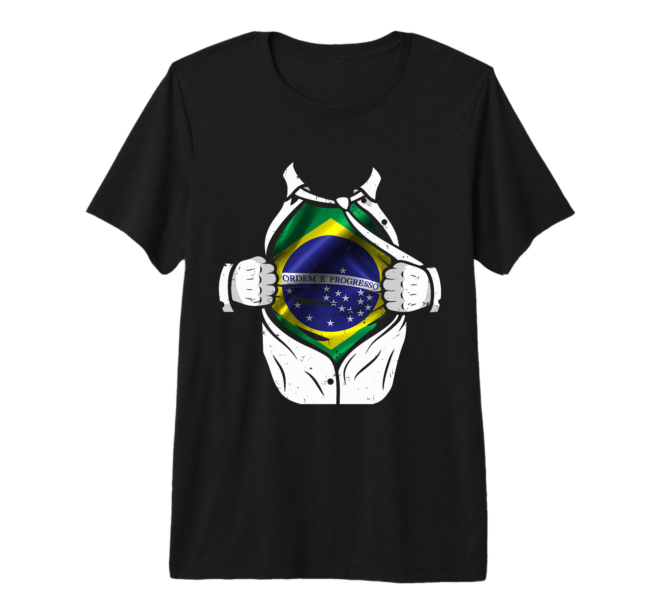 Superhero Flag I Love Brazil Designer T-Shirt - Minimalist Print Unisex - T-Shirt, Sweatshirt, Hoodie