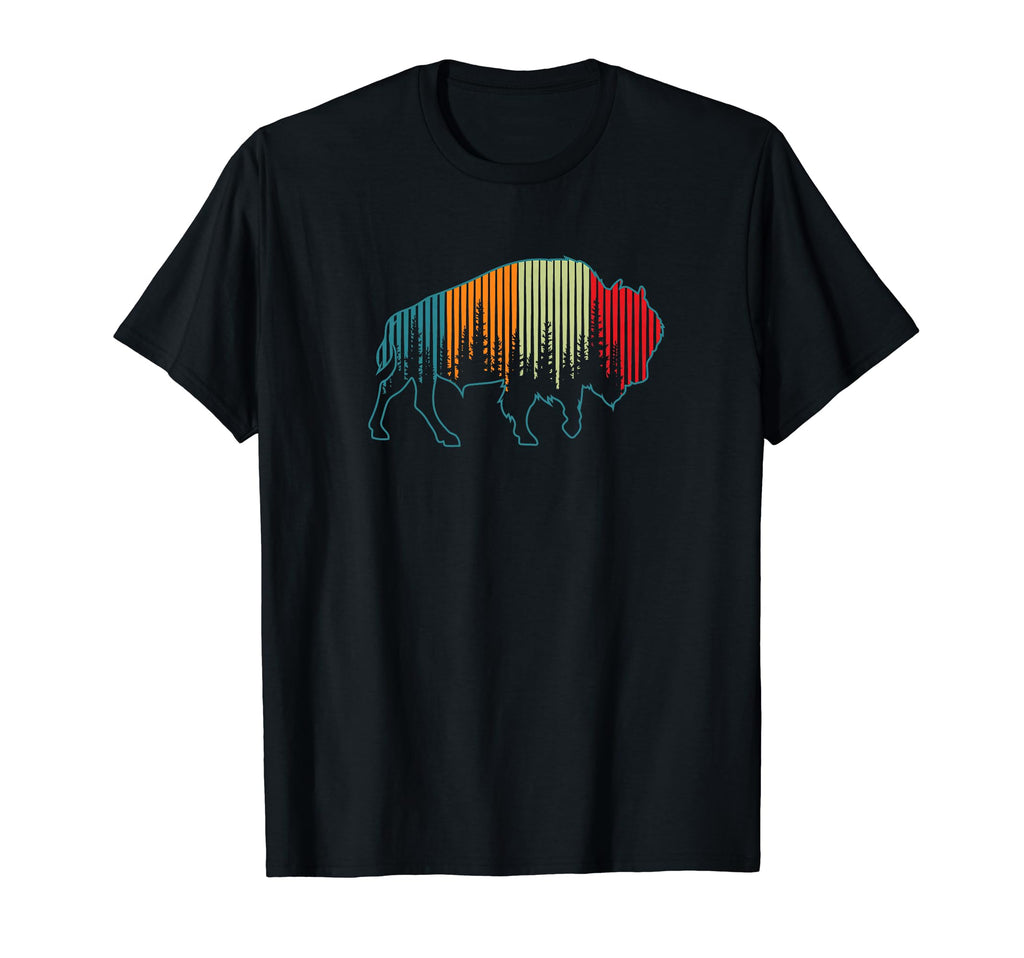 Bison American Buffalo Pine Tree T-Shirt - Custom Art Print Men Women - T-Shirt, Sweatshirt, Hoodie