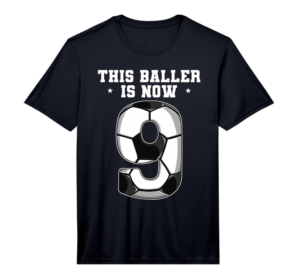 9Th Birthday Soccer Performance T-Shirt - Minimalist Print Unisex - T-Shirt, Sweatshirt, Hoodie