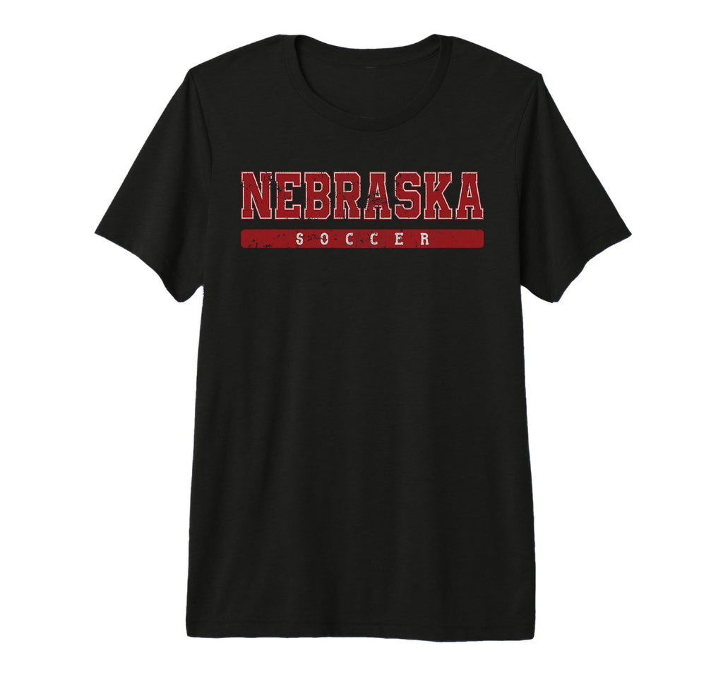 Nebraska Soccer Red Text T-Shirt - Minimalist Print for Adults - T-Shirt, Sweatshirt, Hoodie