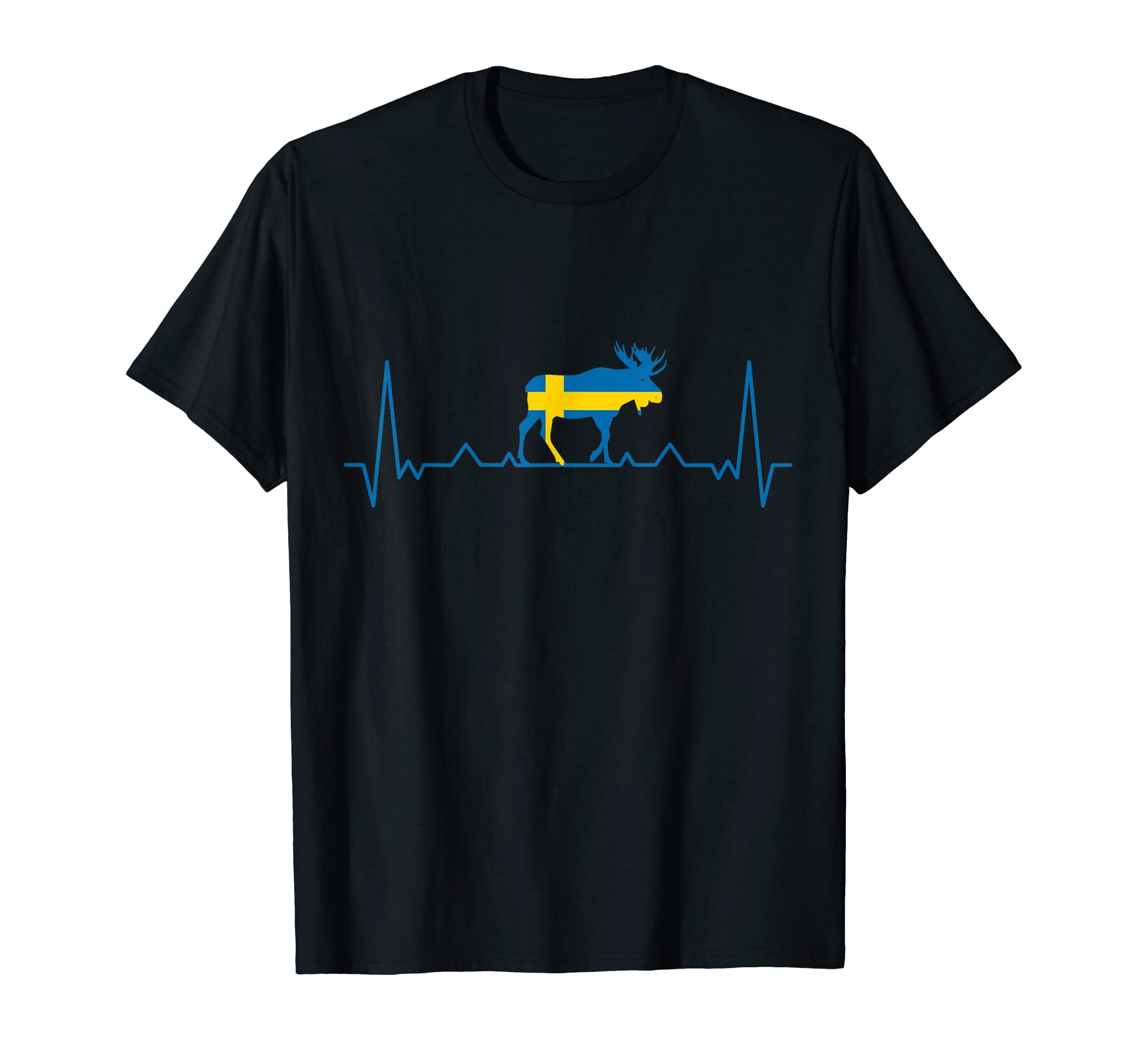 Sweden Moose Heartbeat Travel Sweden T-Shirt - Graphic Print Men Women - T-Shirt, Sweatshirt, Hoodie