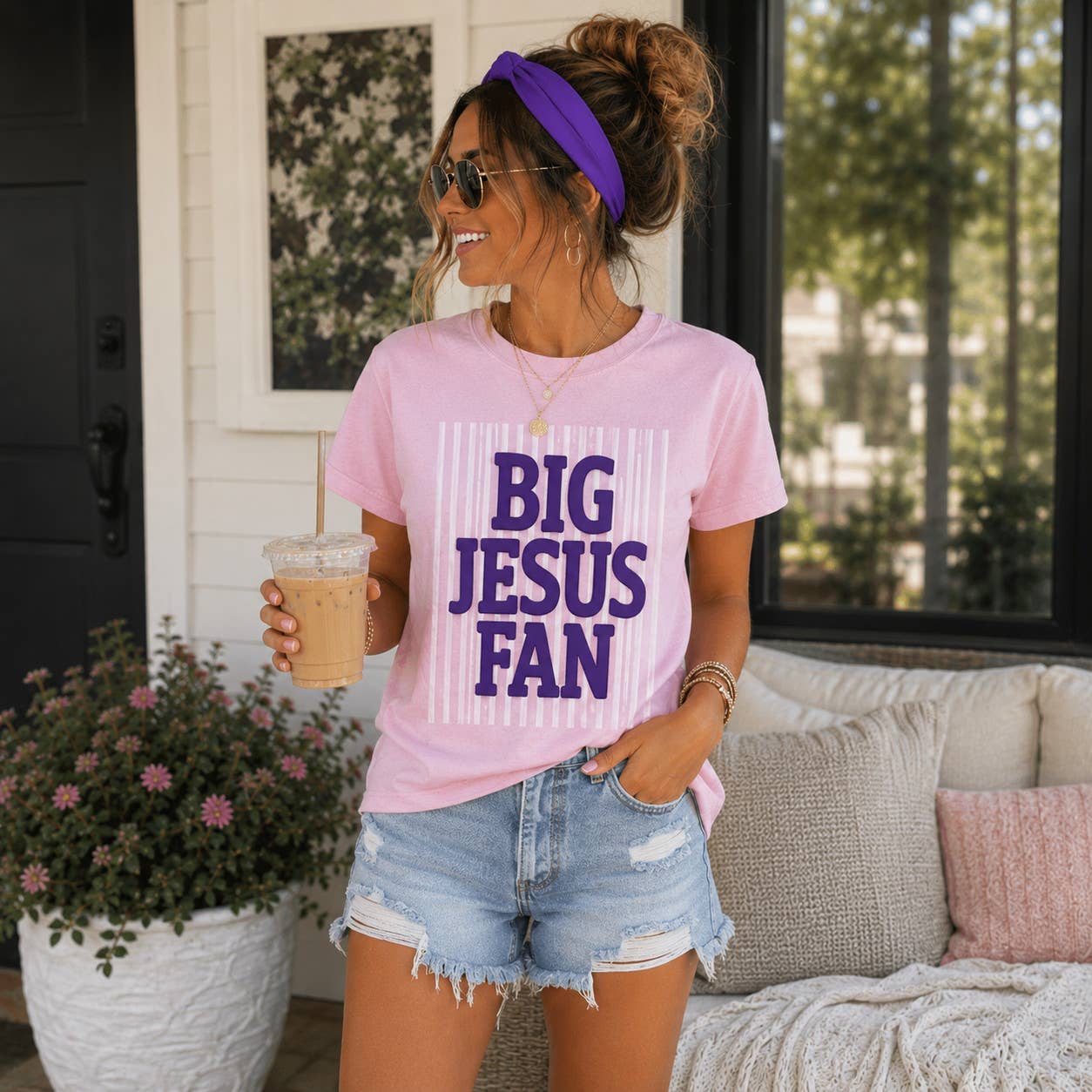 Big Jesus Fan Purple Puff - Adult & Kids T-Shirts, Sweatshirts & Hoodies apparel design preview 1