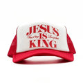 Jesus Is King Foam Trucker Red/White - Adult & Kids T-Shirts, Sweatshirts & Hoodies apparel design preview 1