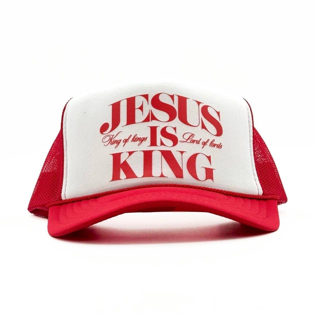 Jesus Is King Foam Trucker Red/White - Adult & Kids T-Shirts, Sweatshirts & Hoodies apparel design preview 1