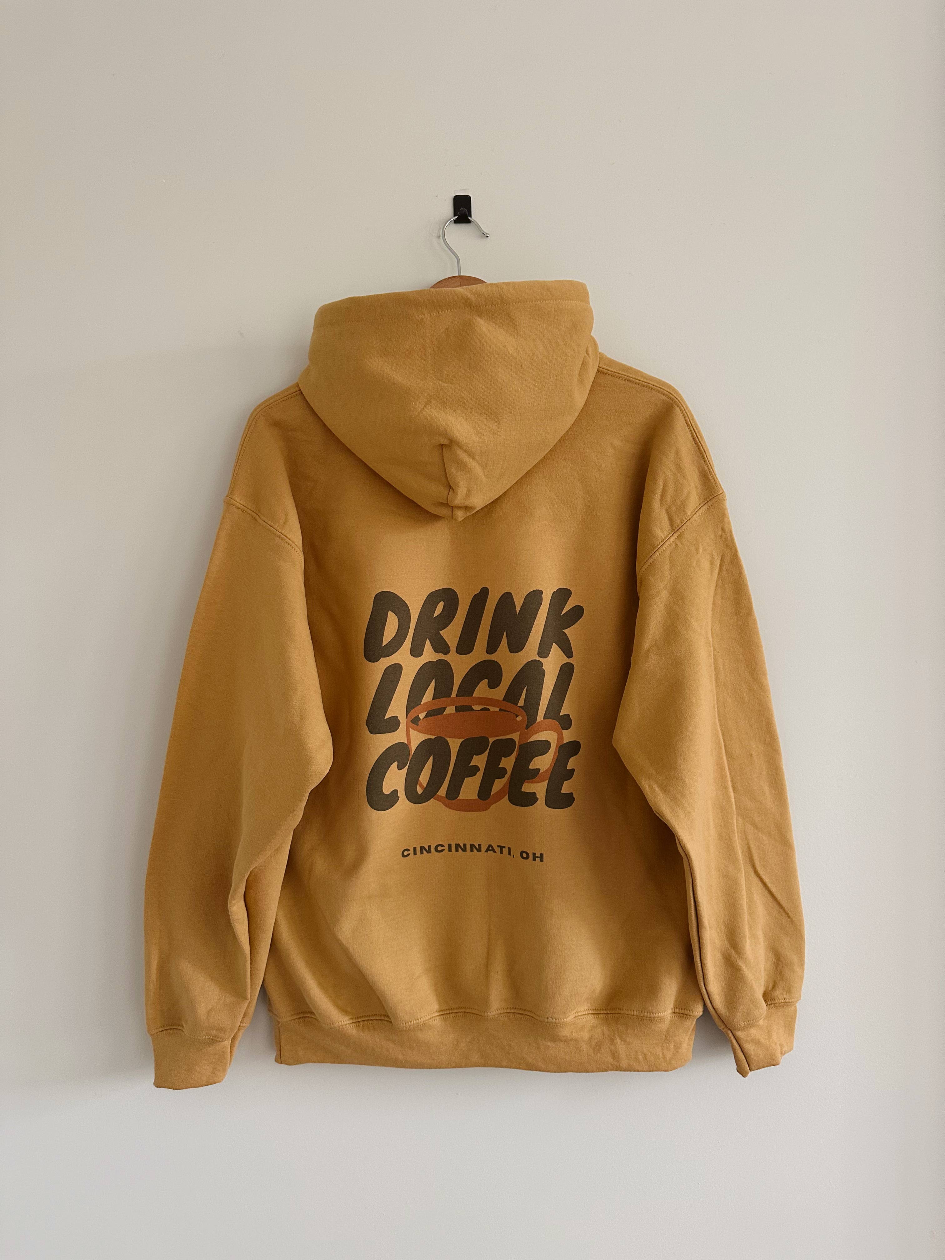 Drink Local Coffee Old Gold (Heavyweight) - Adult & Kids T-Shirts, Sweatshirts & Hoodies apparel design preview 1