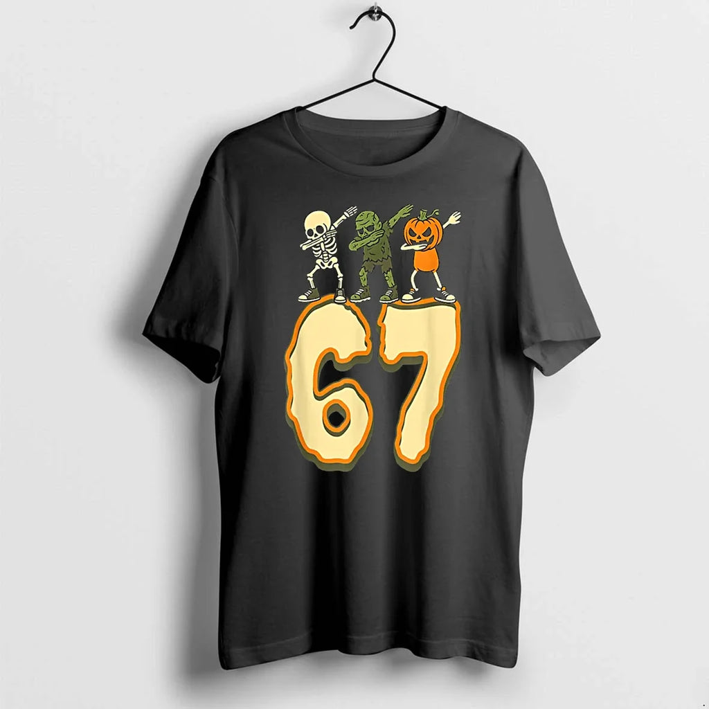 67 Halloween Meme 6 7 Numbers Six Seven Skeleton - Adult & Kids T-Shirts, Sweatshirts & Hoodies apparel design preview 1