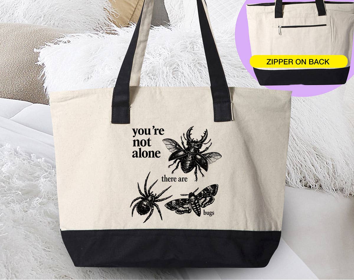 You're Not Alone, There Are Bugs Funny Vintage Tote - Adult & Kids T-Shirts, Sweatshirts & Hoodies apparel design preview 1