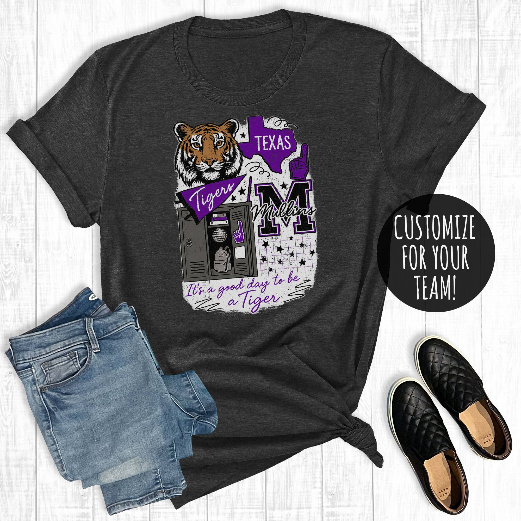 Custom School Spirit Football Mascot Collage Graphic - Adult & Kids T-Shirts, Sweatshirts & Hoodies apparel design preview 1