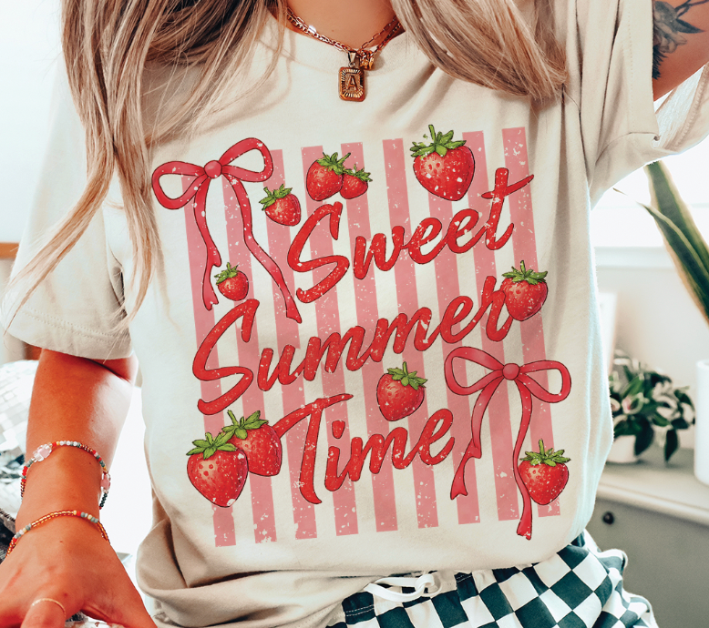 Sweet Summer Time Strawberry Cream - Adult & Kids T-Shirts, Sweatshirts & Hoodies apparel design preview 1