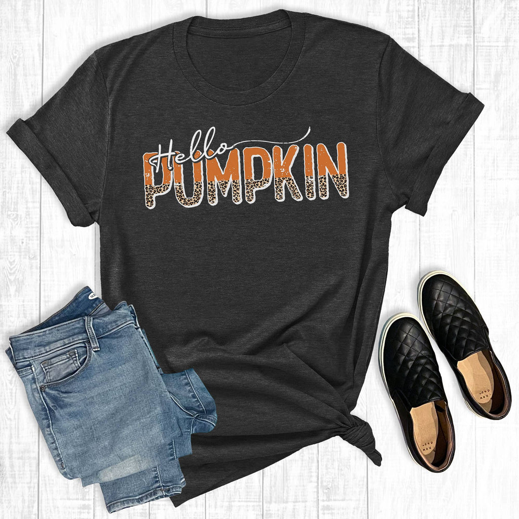Leopard Hello Pumpkin - Adult & Kids T-Shirts, Sweatshirts & Hoodies apparel design preview 1
