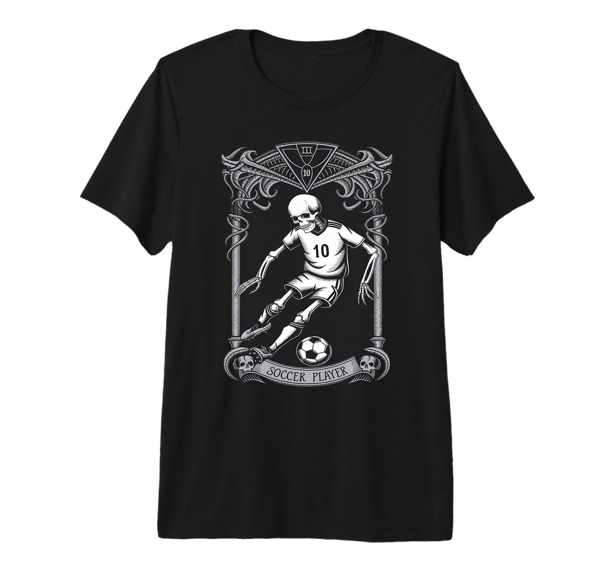 Skeleton Soccer Player Tarot Card T-Shirt - Custom Art Print for Adults - T-Shirt, Sweatshirt, Hoodie