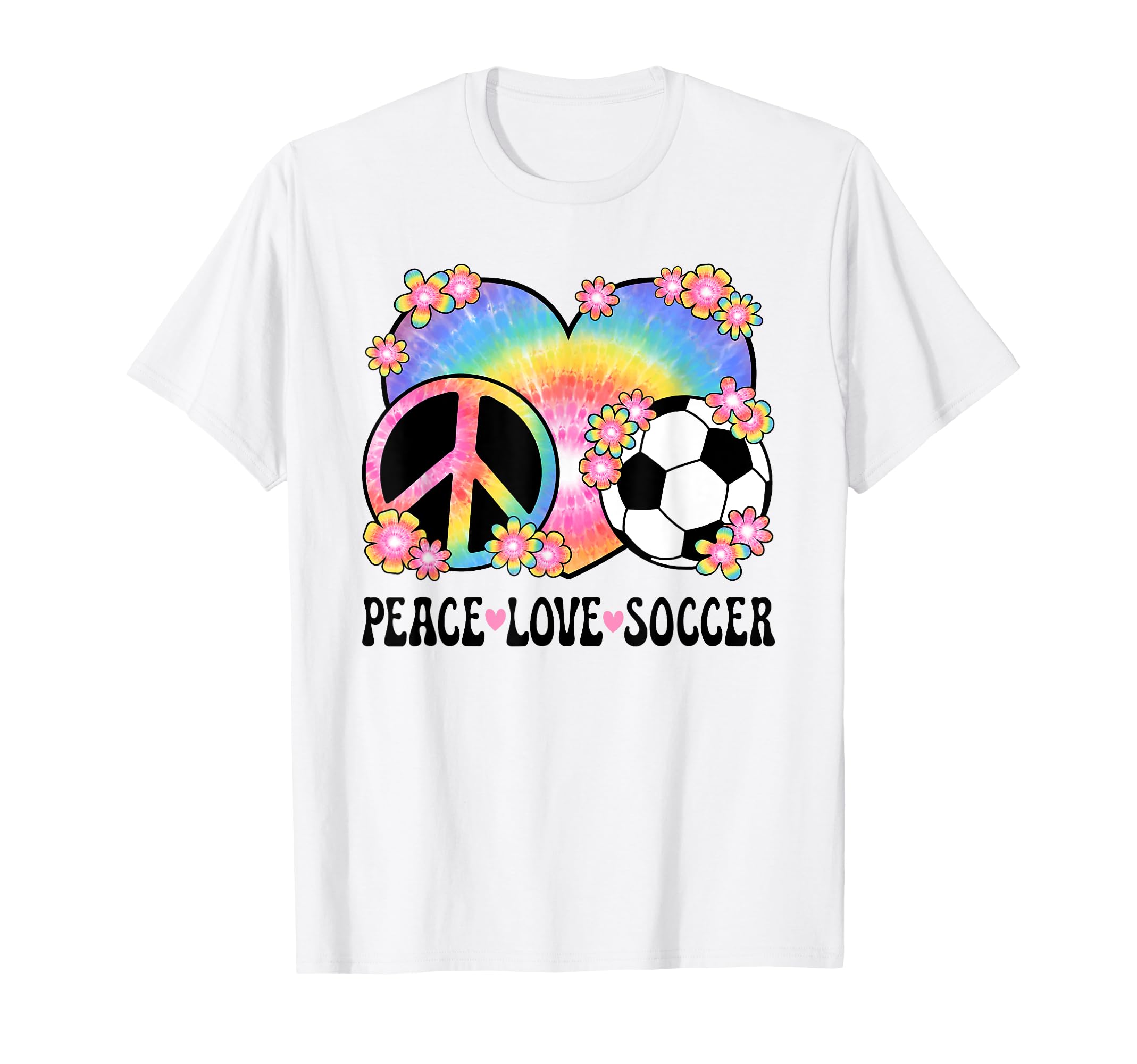Peace Love Soccer Lover 60S 70S T-Shirt - Casual Everyday Wear for Adults - T-Shirt, Sweatshirt, Hoodie