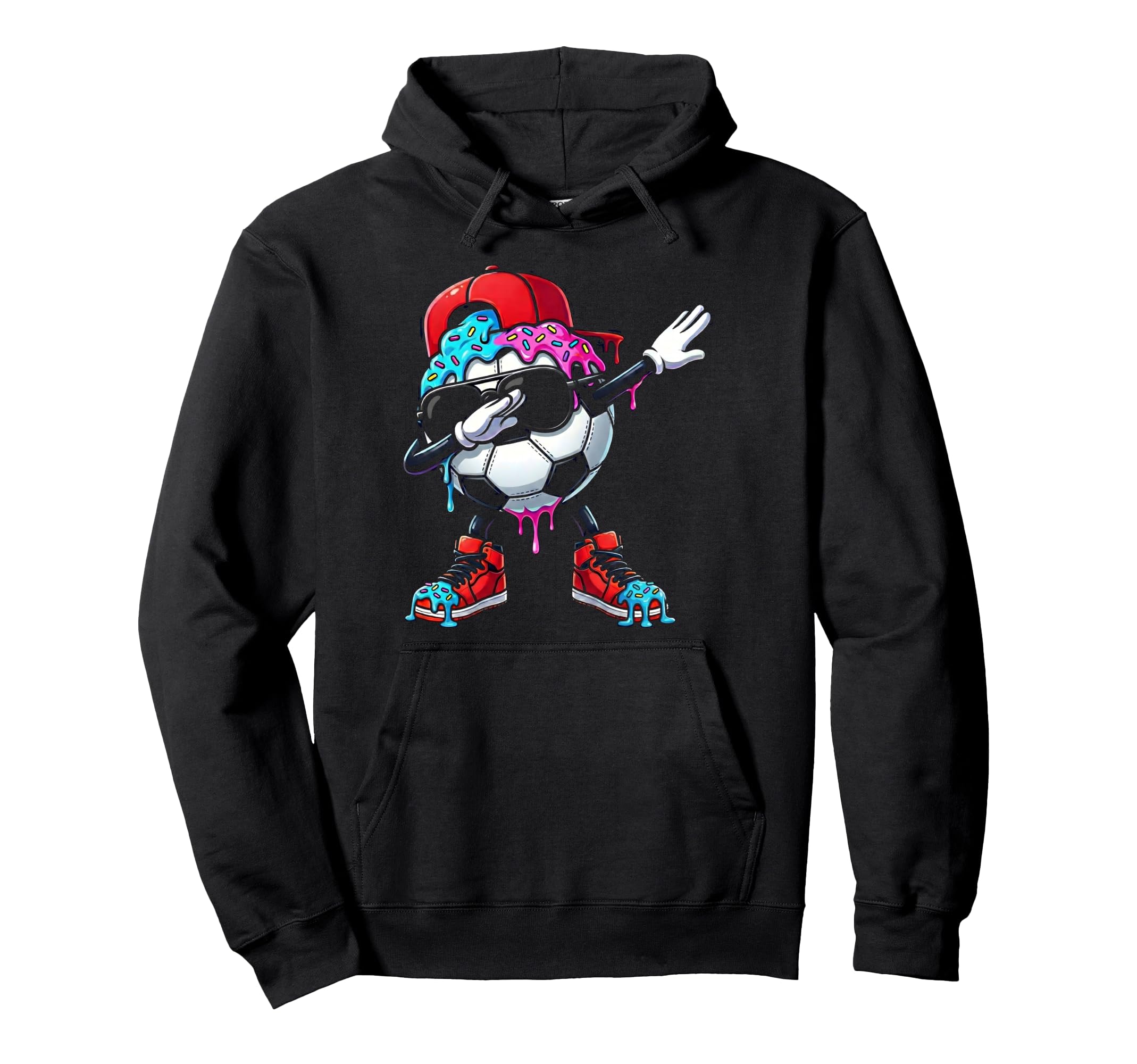 Soccer Ice Cream Drip Dabbing Hoodie - Fun Novelty Design Men Women - T-Shirt, Sweatshirt, Hoodie