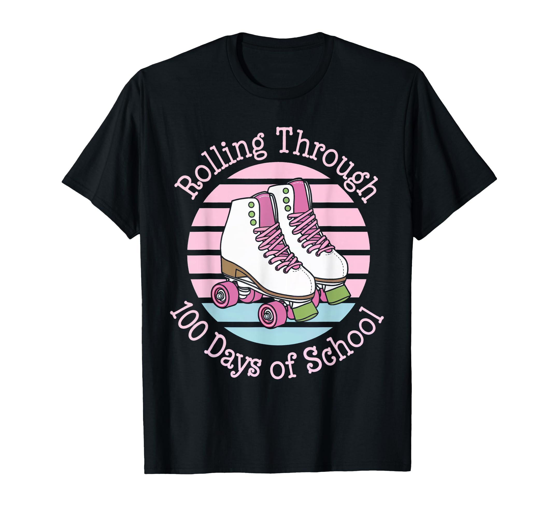 Roller Skate Rolling Through 100 Days T-Shirt - Minimalist Print Men Women - T-Shirt, Sweatshirt, Hoodie